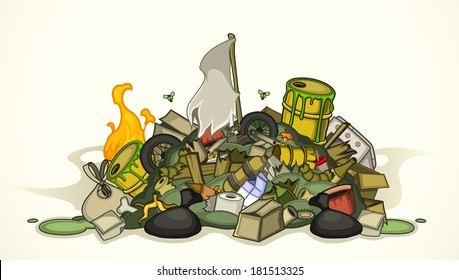 cartoon garbage pile