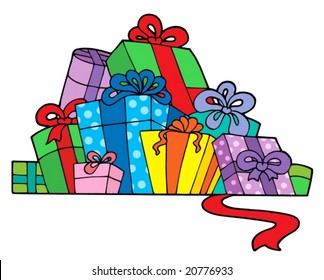 Pile von verschiedenen Geschenken - Vektorgrafik.