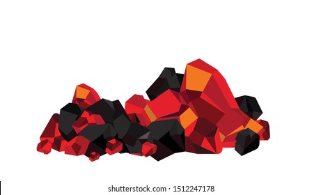 Pile Of Vector Burning Coal, Ember