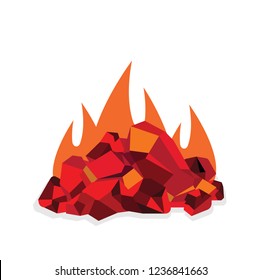 Pile Of Vector Burning Coals,embers With Flames