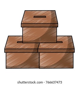 pile vote cardboard boxes carton image