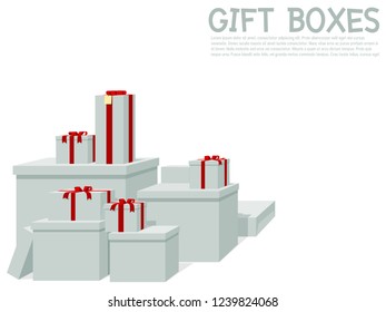 Pile of white gift box on transparent background