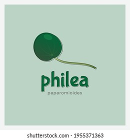 pilea leaf plant logo vector. indoor plant simple logo design. 