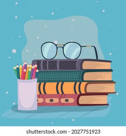 pilebooks and eyeglasses literacy icons