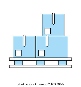 piled cardboard boxes on pallets icon image