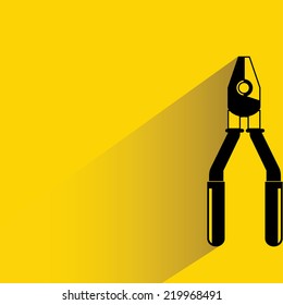 piler tools on yellow background, flat and shadow theme design