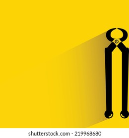 piler tools on yellow background, flat and shadow theme design