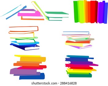 piles of books collection - vector