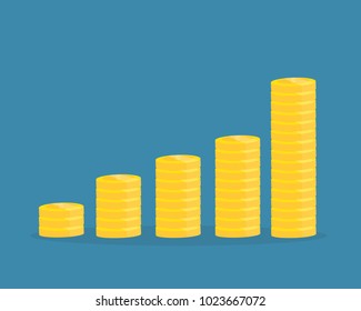 Piles of coins.Financial growth up concept .Vector design for business.