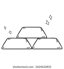 piles of gold illustration hand drawn outline vector