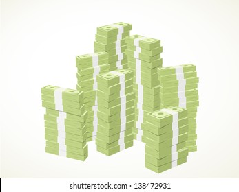 piles of green banknotes