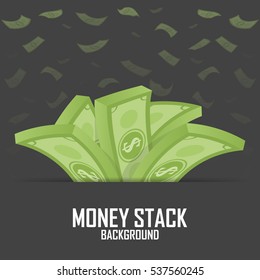 Piles of money stack, cash dollar on white, vector illustration.