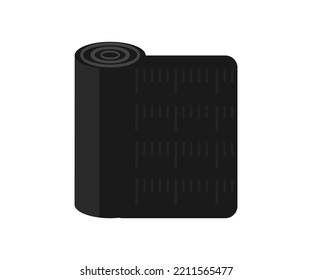 Piles of rolled membrane waterproofing tied with tape logo design. Building construction process of new wooden roof on wood frame house vector design and illustration.
