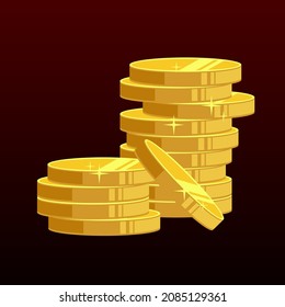 Piles Of Shiny Gold Coin Vector Illustration Sparkling Money Stack 