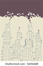Piles of smoking buildings