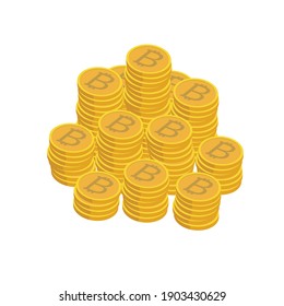 Piles or stacks of Bitcoin. 