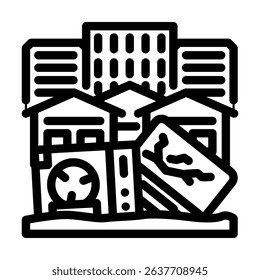 piles urban area e waste pollution line icon vector. piles urban area e waste pollution sign. isolated contour symbol black illustration