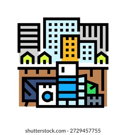 pilhas área urbana e resíduos poluição ícone de cor vetor. pilhas área urbana e resíduos sinal de poluição. símbolo isolado ilustração