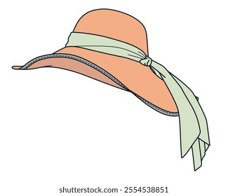 Pilgrim girls wide brimmed bucket hats flat sketch vector mockup template.