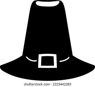 Pilgrim hat with belt thanksgiving holiday vector. Historical and traditional clothes element for celebrate thanks giving day. Elegant festival headwear, american celebration flat cartoon illustration