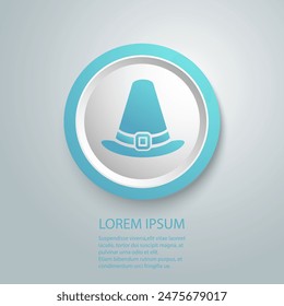 Peregrino sombrero azul ícono, Ilustración vectorial. Diseño plano. Ilustración aislada en el fondo blanco, Vector del sombrero del peregrino Eps10. Iconos del sombrero del peregrino Vector del Diseño gráfico 