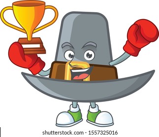 Pilgrim hat with buckle in character boxing winner