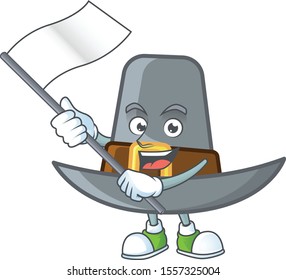 Pilgrim hat with buckle in character bring flag