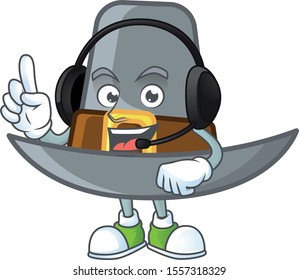 Pilgrim hat with buckle in character with headphone