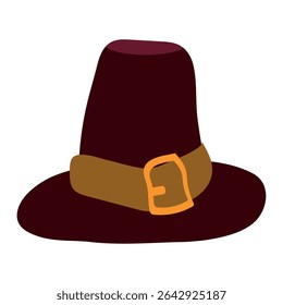 Pilgrim hat with buckle. Vector illustration
