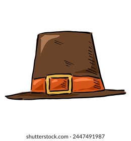 pilgrim hat cartoon drawing vector	