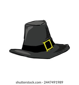 pilgrim hat cartoon drawing vector	