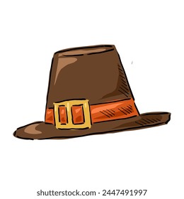 pilgrim hat cartoon drawing vector	