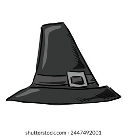 pilgrim hat cartoon drawing vector	