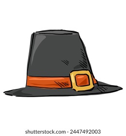 pilgrim hat cartoon drawing vector	