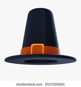 Pilgrim hat. Cartoon render element in  3d realistic style. Authentic head accessory. Vector illustration.