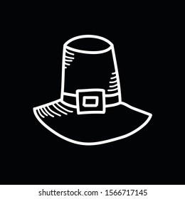 pilgrim hat doodle icon, vector illustration