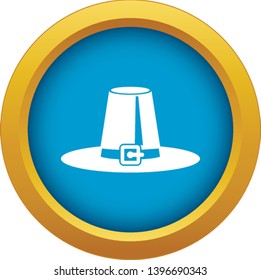 Pilgrim hat icon blue vector isolated on white background for any design