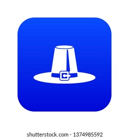 Pilgrim hat icon digital blue for any design isolated on white vector illustration