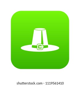 Pilgrim hat icon digital green for any design isolated on white vector illustration
