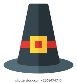 Pilgrim hat icon in flat style. Vector illustration, suitable for logo, web, graphic design, illustration, sticker, books, etc