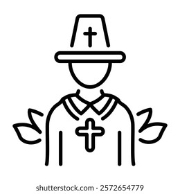 Pilgrim hat icon in linear style 