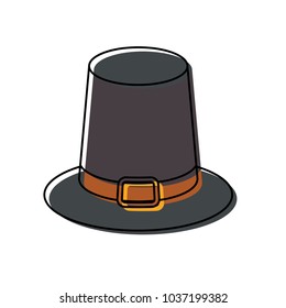 pilgrim hat icon over white background vector illustration