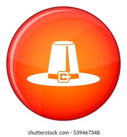 Pilgrim hat icon in red circle isolated on white background vector illustration