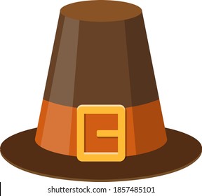 Pilgrim hat icon. Thanksgiving headdress. Isolated on white Vector illustration.