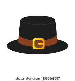 Pilgrim Hat Icon. Thanksgiving Season - Vector Illustration