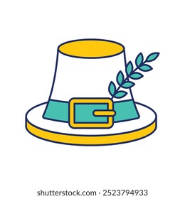 Icono de sombrero de peregrino con Vector de fondo blanco