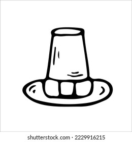 Pilgrim hat Isolated. Coloring page. Thanksgiving day. Vector Illustration. Elements for cover, printing, design illustrations in the style of outline