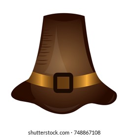 Pilgrim hat isolated on white background, Thanksgiving day, Vector illustration
