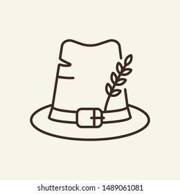 Pilgrim hat line icon. Accessory, headwear, buckle. Thanksgiving day concept. Can be used for topics like holiday, costumer, American history