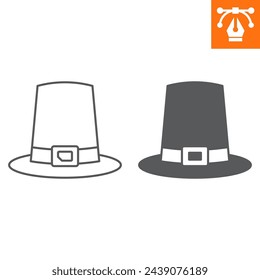 Pilgrim hat line and solid icon, outline style icon for web site or mobile app, thanksgiving and holiday, traditional hat vector icon, simple vector illustration, vector graphics.